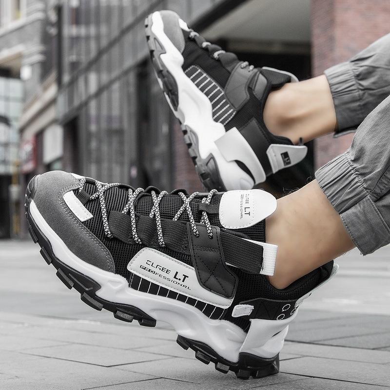 New ModelMen'S Shoes: Spring Casual White Sneakers, Trendy Youth Mesh Breathable Sports Shoes, Dad Shoes For Men