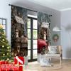 2pcs 2D flat printing Merry Christmas Popular Party Window Curtains Country red truck Versatile Polyester Without Electricity