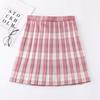 High-Waisted Japanese School Uniform Plaid Pleated Skirt - Raspberry & Black Tea