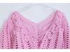 Chunky Knit V-Neck Crochet Sweater: Spring/Summer Long Sleeve Hollowed Pullover for Women