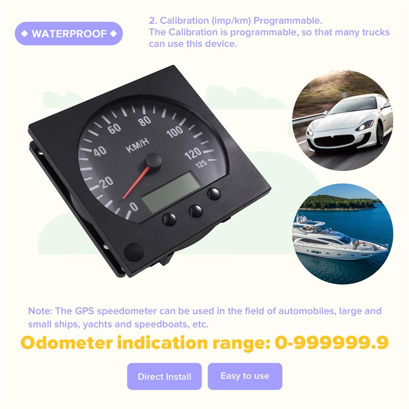 A58X-Universal 140Mm Diameter Speedometer Truck 0-125Km/H With Odometer Backlight 9-36V