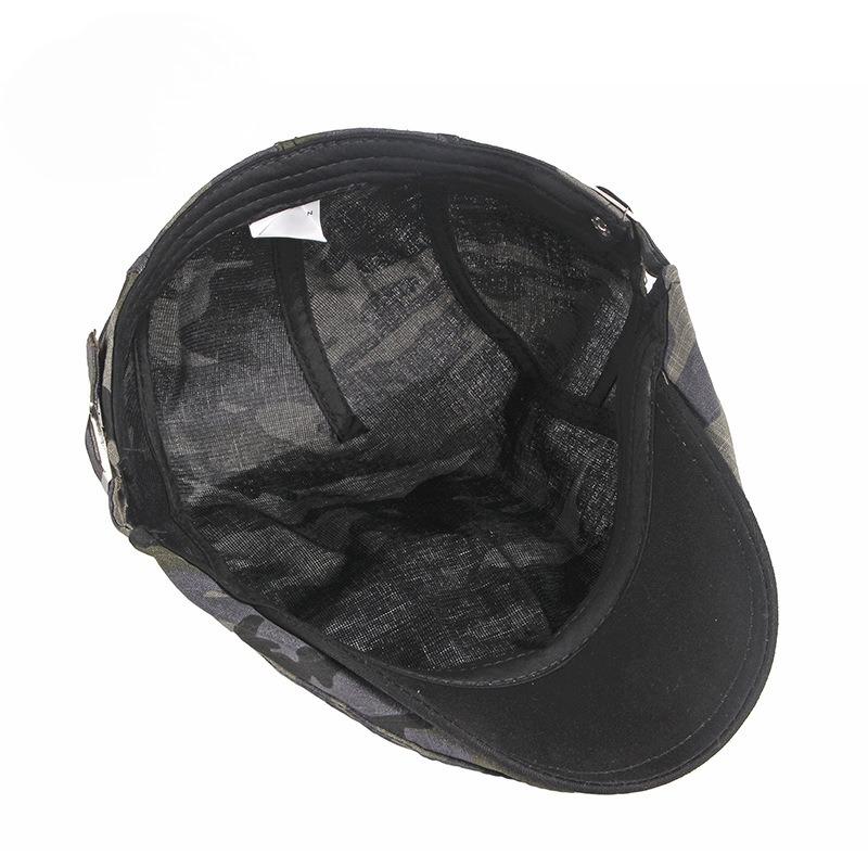 Men Women Camouflage Beret Hat Summer Thin Cotton Breathable Flat Cap Military Retro Newsboy Cap Outdoor Adjustable Duckbill Hat