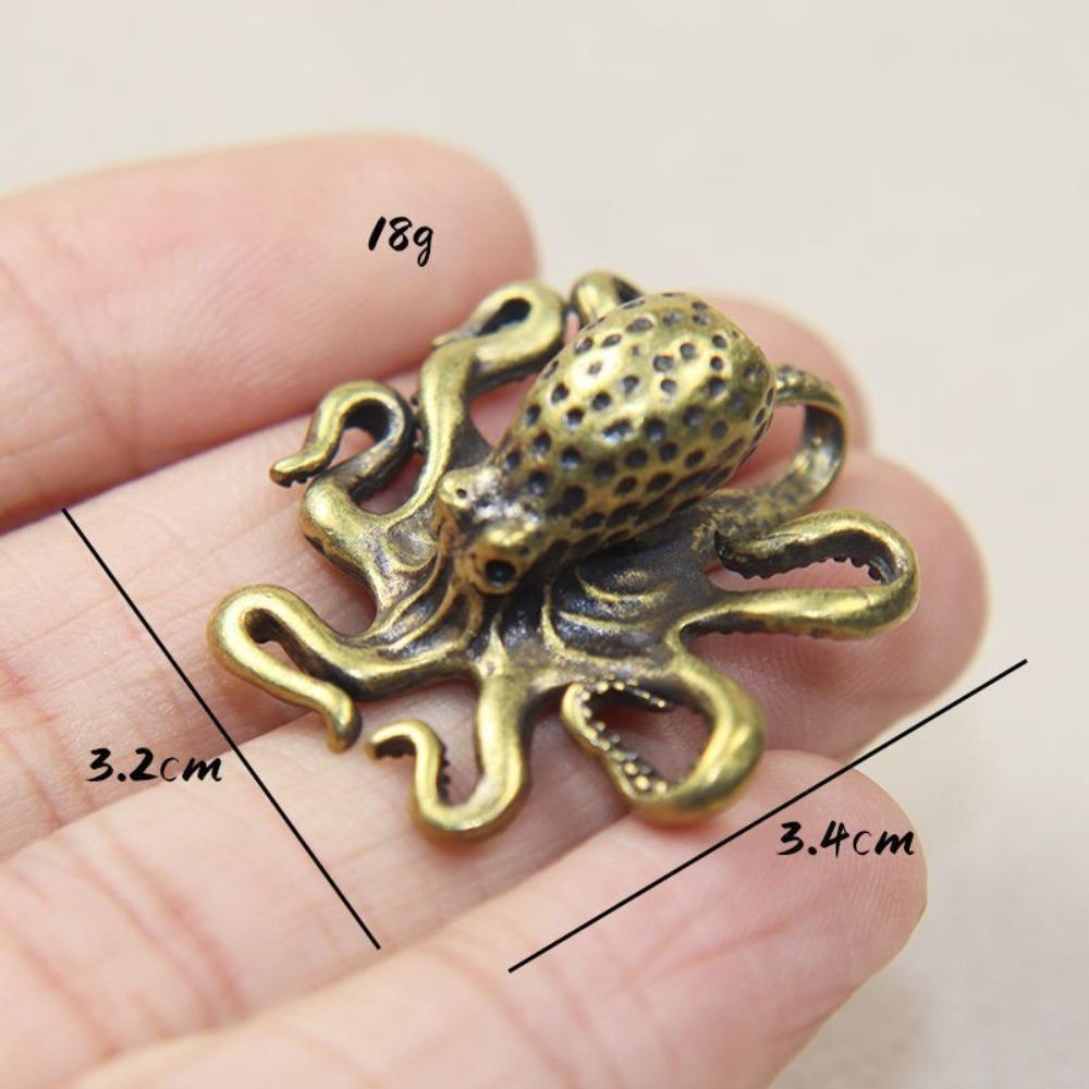 Brass Octopus Figurine Vintage Scratch-Proof Paperweight Desk Tea Pet Coloring Small Storage Rotatable Home Decor Crafts Lucky