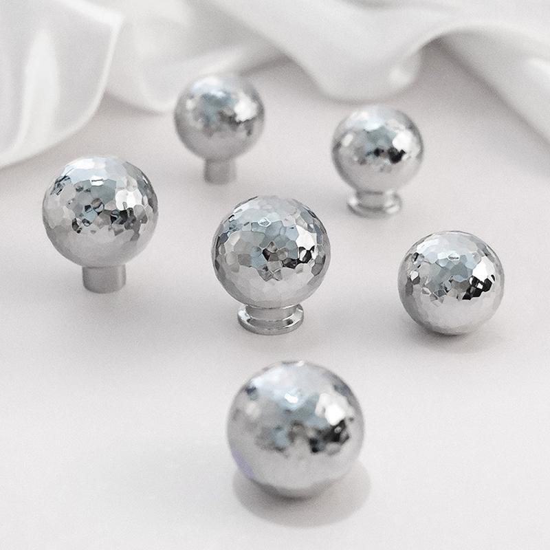 Brass Silver Ball Furniture Pull Handles Hand-Forged Hammer Cabinet Handles Door Drawer Knob Kitchen Wardrobe Cupboard Pulls