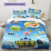Pororo Cartoon Muster Bettwäsche Set Bettbezug Kissenbezug Heimdekoration Geschenk (1 Bettbezug + 2 Kissenbezüge, ohne Füllung)