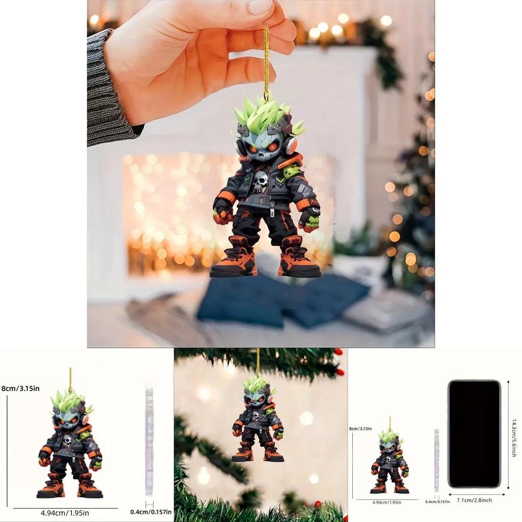 Stylish Acrylic 2d Anime Car Keychain Vibrant Decorative Hanging Ornament For Vehicles