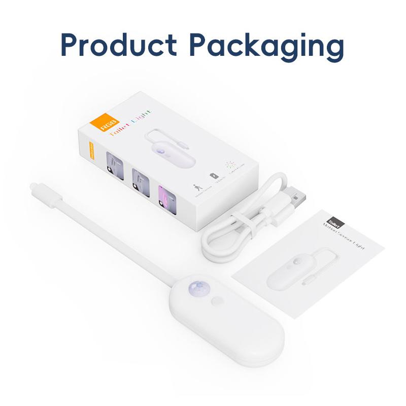 Smart Motion Sensor Toilet Light, USB Rechargeable LED RGB Night Light for Bathroom
