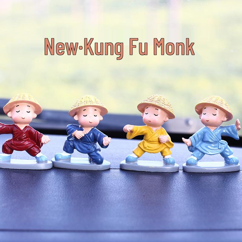 Creative Kung Fu Little Monk Car Air Freshener - Drunken Fist Decor, Set of 4 Monks