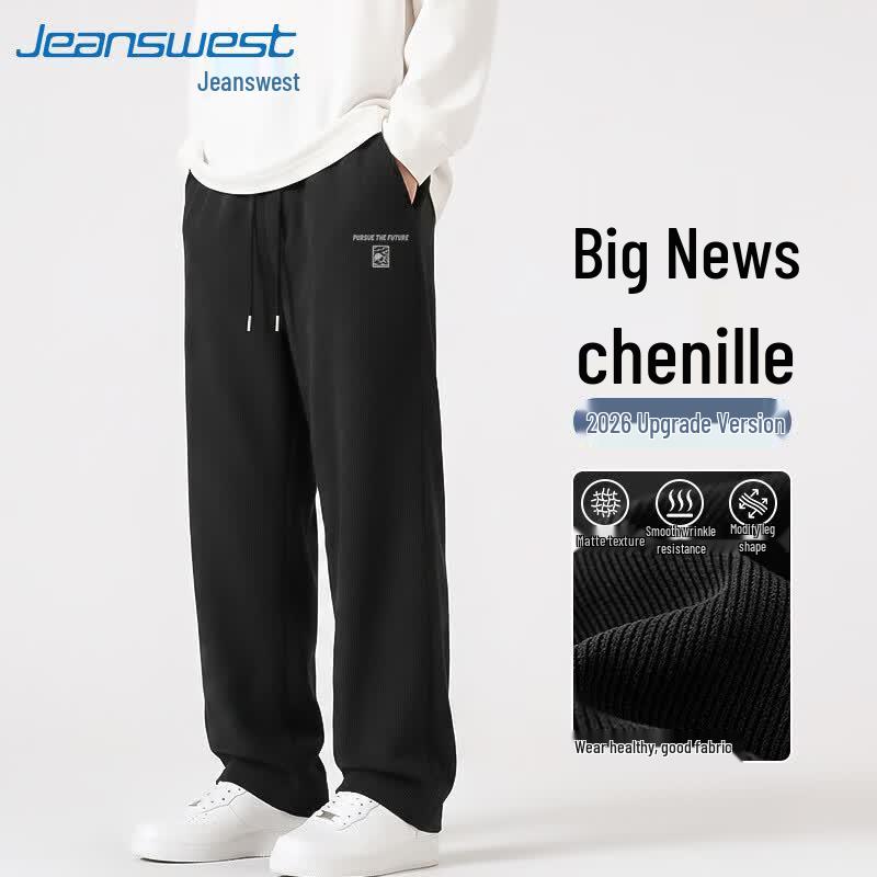 Jeanswest Men's Corduroy Chenille Wide-Leg Casual Pants