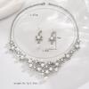 Elegant Korean-Style Bridal Jewelry Set Sunflower Pearl Earrings Necklace Alloy Rhinestone Wedding Accessories Women
