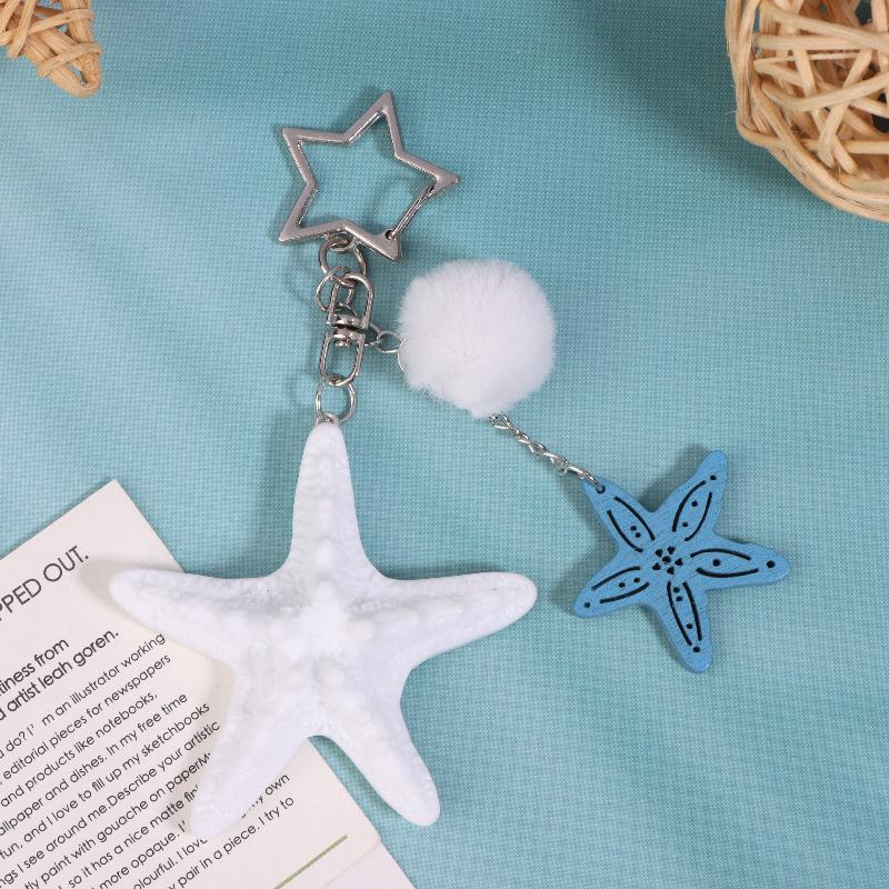 

Y2K Starfish Keychain Holiday Ocean Beach Keyring Trendy Bag Pendant Decoration Key Accessories Couple Gifts белый