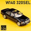1/24 Benz W140 320SEL Toy Car Models Alloy Diecast with Sound and Light Rear Wheel Pull Back Function Vehicles Models Collect Gifts