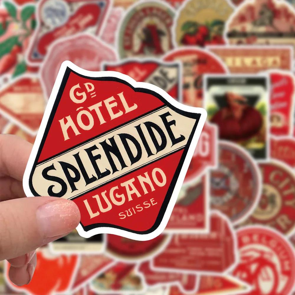 63PCS Red Vintage Stickers - Retro Charm Decor for Notebooks, Phones & DIY Projects AnimeWorlds Store