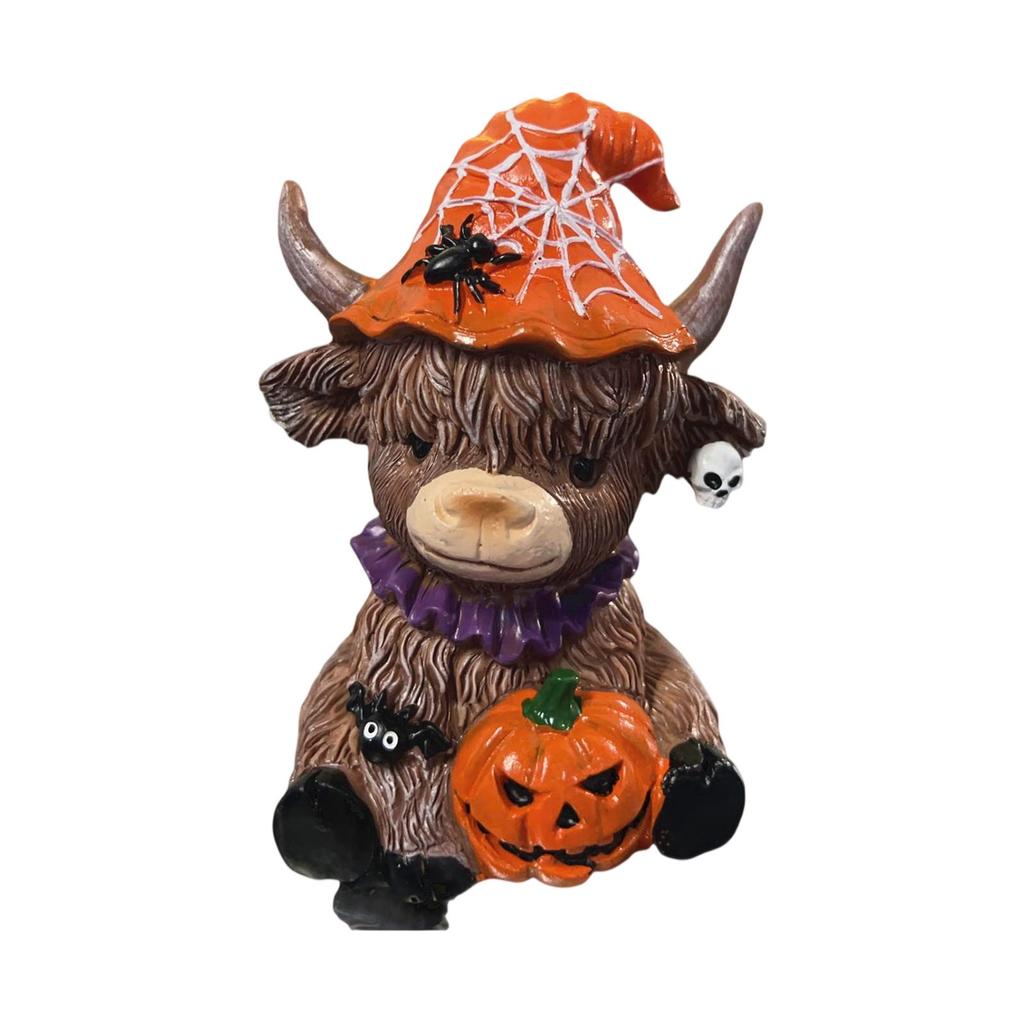 Cow Figurine Halloween Pumpkins Spider  Cow, Halloween Gifts, Home Garden Kitchen Work Tiered Pallet Table Decoration