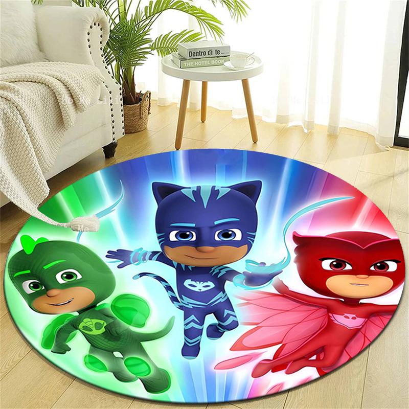 1pc PJ Marks1 Design Printed Area Round Carpet for Bedroom Living Room Home Decor Rugs Mat Non Slip Mat Rug for Bedside