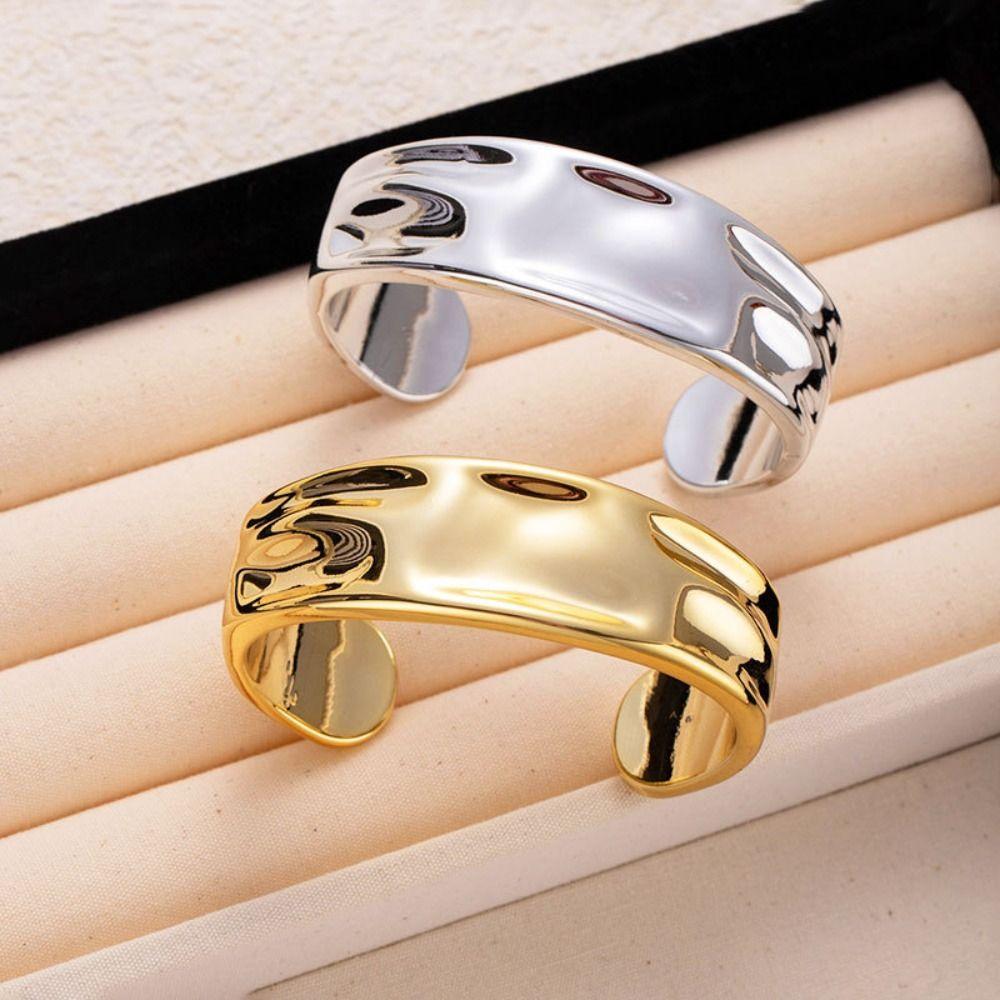Gold Silver Color Open Cuff Bracelets Punk Metal Bracelets New Geometric Bangles Gifts