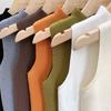 Fashion Half Turtleneck Hollow Out Knitted Tank Top Summer Women Casual Solid Color Sleeveless Vest