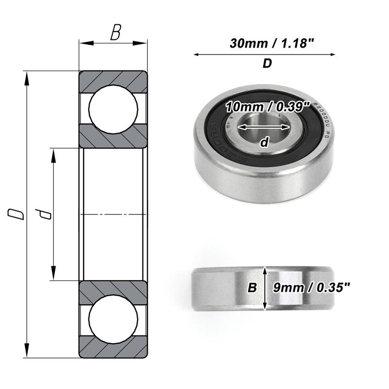 Motoforti 6200DDU Deep Groove Ball Bearings P0 10x30x9mm Lubricated Bearings Double Rubber Seal Scooter Skateboard Wheel