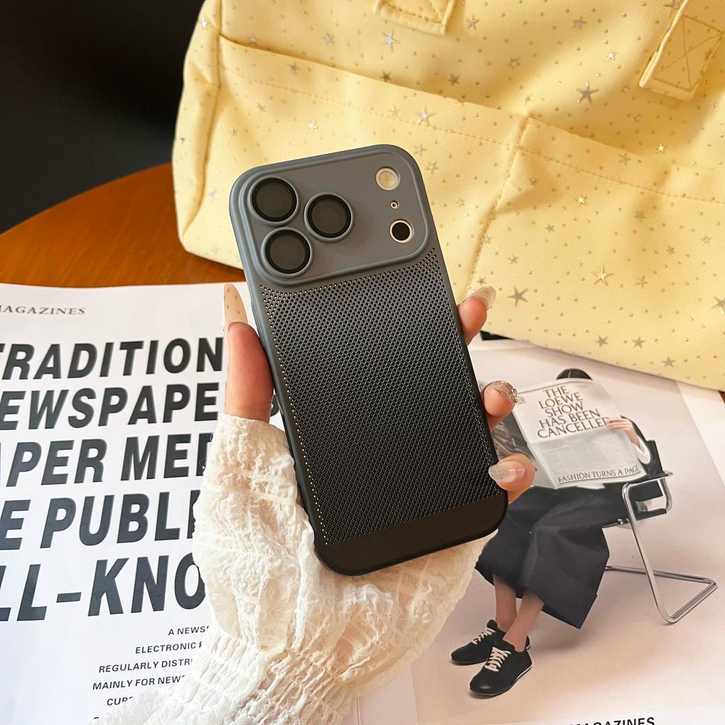 Hollow-Out Heat Dissipation Two-Color Gradient Metallic Paint PC Phone Case for iPhone 17 Air 16 15 14 13 12 Pro Max Back Cover