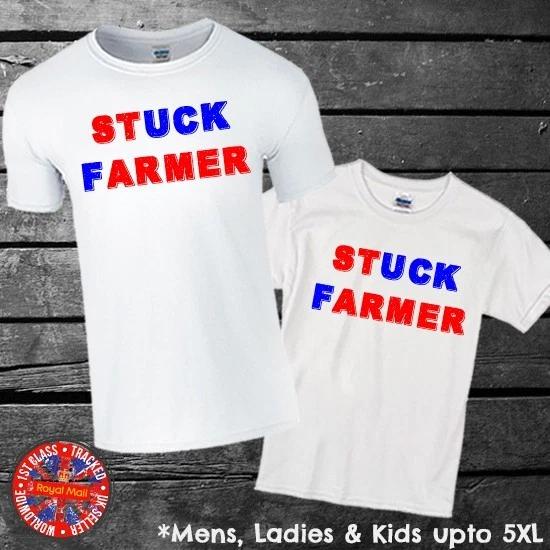 Stuck Farmer T-shirt Mens Ladies Kids S