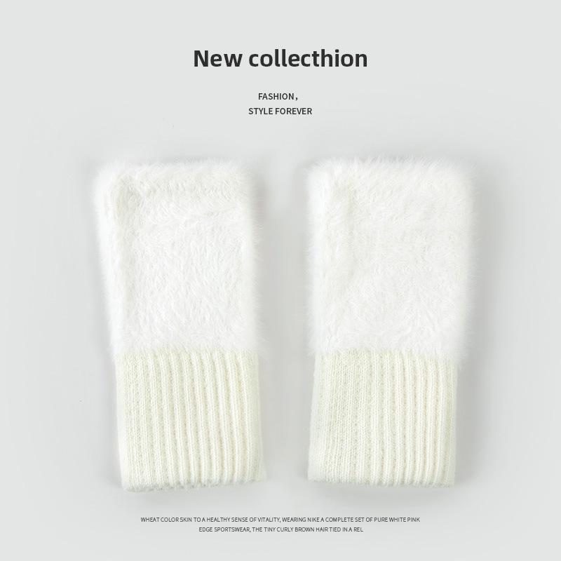 Plüsch Verdickte Fingerlose Handschuhe: Warm, Winddicht, Touchscreen-fähig mit japanisch inspiriertem Design
