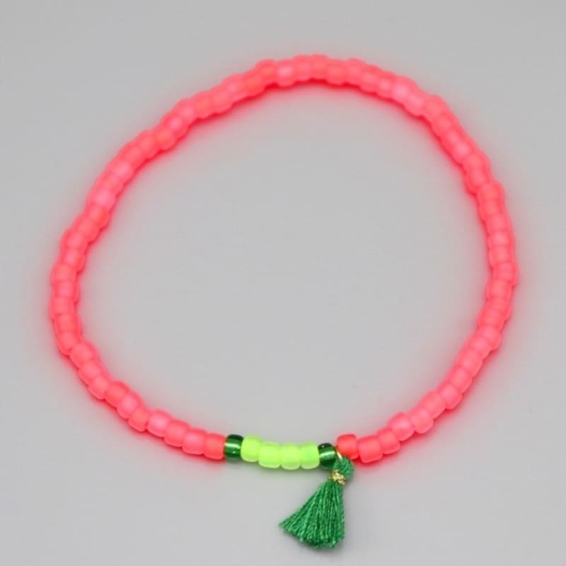 BONBEAU Neon Color Point Tassle Beads Bracelet 5 Colors