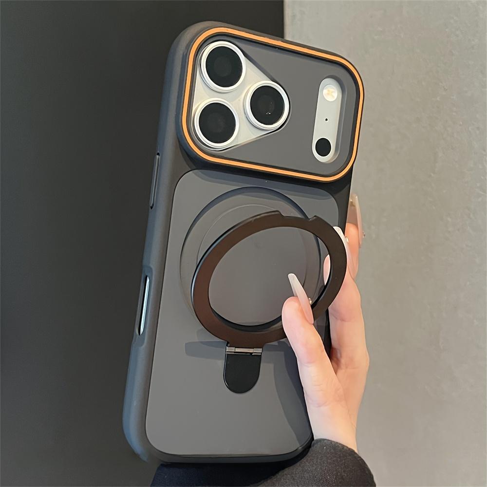Nouvelle Coque de Téléphone avec Support Anneau Métallique Bicolore pour 17 Air 16 13 12 Pro Max 15 14 Plus Housse de Protection Charge Sans Fil Magnétique iPhone 12 noir
