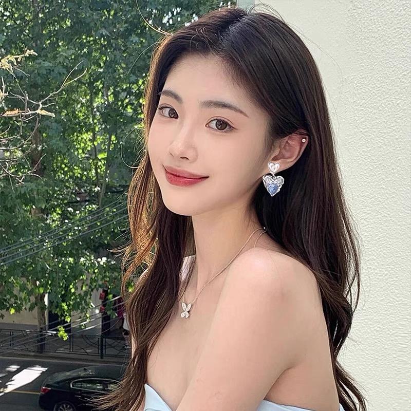 Luxus Kristall Herz Liebe Ohrstecker Für Frauen Mädchen Französisch Ins Vintage 2025 Mode Koreanisch Hochzeit Romantischer Schmuck Geschenke