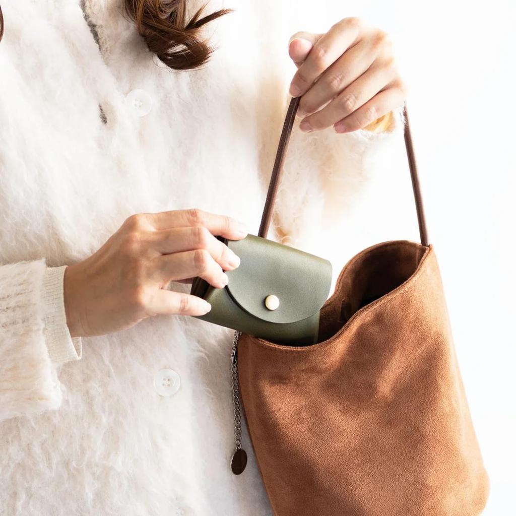 Rolling Mini Wallet, Tochigi Leather, Made in Japan, Holds 7 Cards, 10 Bills, and 25 Coins (Camel)