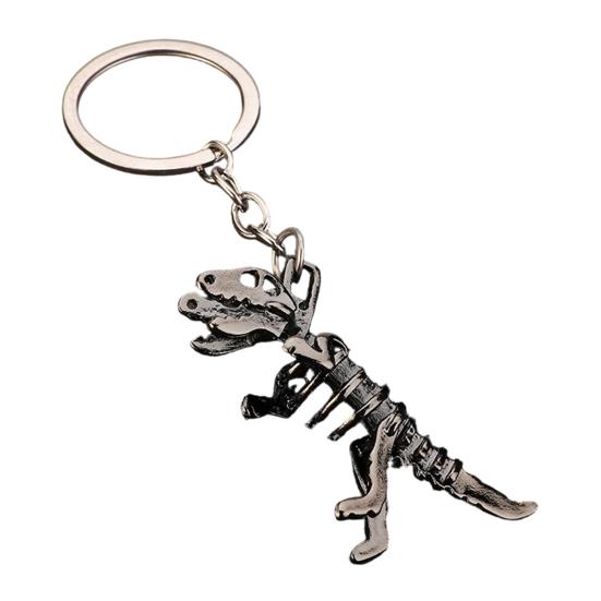 

Goth Core Dinosaur Keychain Glow Skull Skeleton with Metal Chain, Y2K Grunge Accessories for Backpack & Keys серый