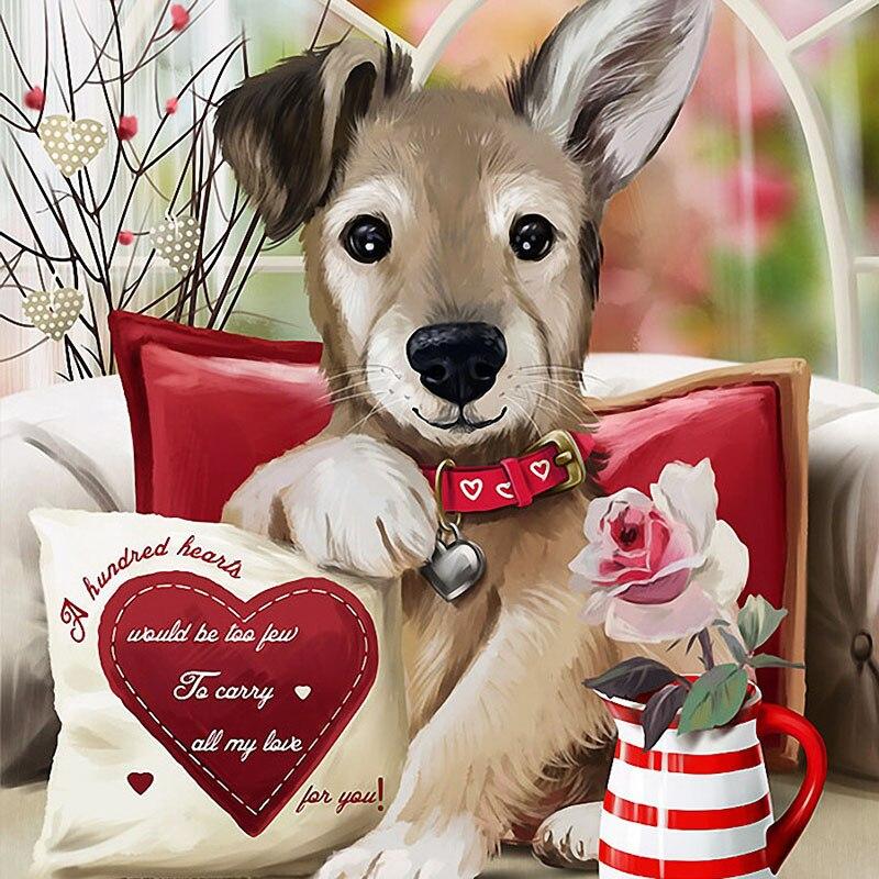 5D DIY Diamant Schilderij Schattige Hond Diamant Borduurwerk Schattige Huisdier Kruissteek Volledige Vierkante Ronde Boor Handleiding Woondecoratie Cadeau