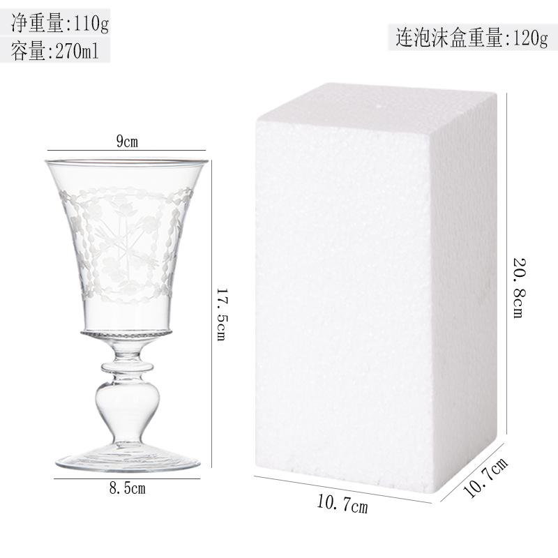 Creative High Footed Glass Cup, Cold Drink Juice Cups, Engraved Champagne Cocktail Glass, High Temperature Resistant Tea Cup As shown
