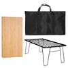 Folding Iron Net Table with Table Board &Bag Camping Lightweight Table Multifunctional Camping Cooking Rack for Outdoor Barbecue