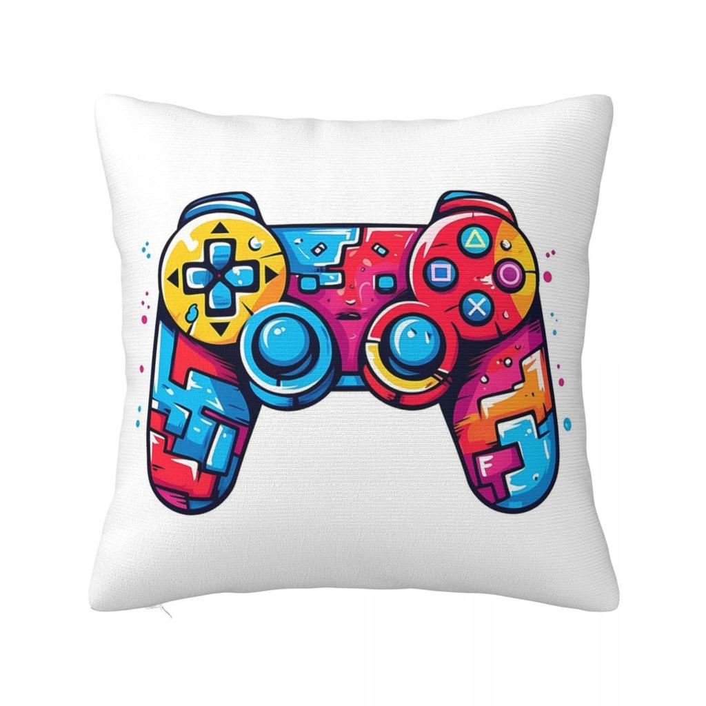 Colorful Watercolor Game Controller Square Pillowcase Cushion Cover Pillow Case Throw Pillow Cover for Home Sofa Living Room