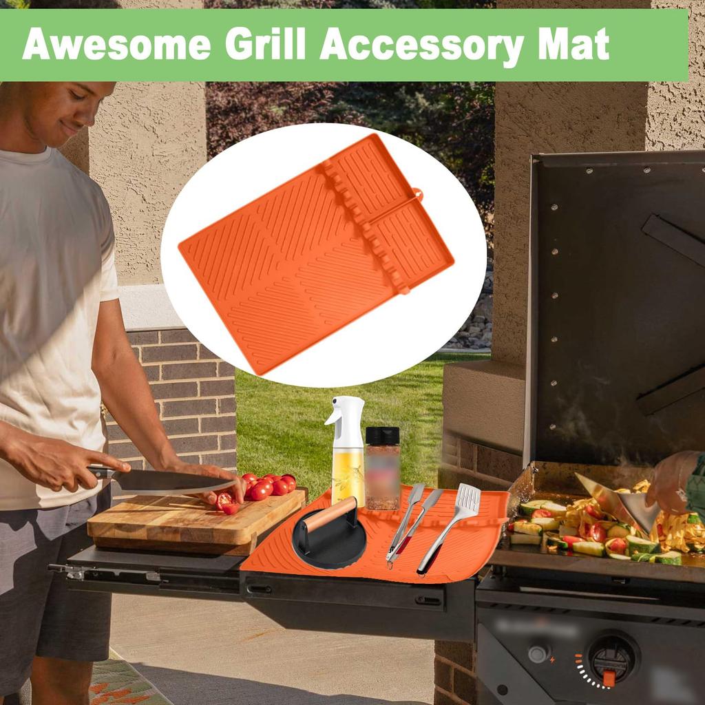 Side Shelf Mat Grill Multifunctional Placemat Silicone Bbq Pizza Mat Induction Cooker Cover Baking Pan Mat Barbecue Tools