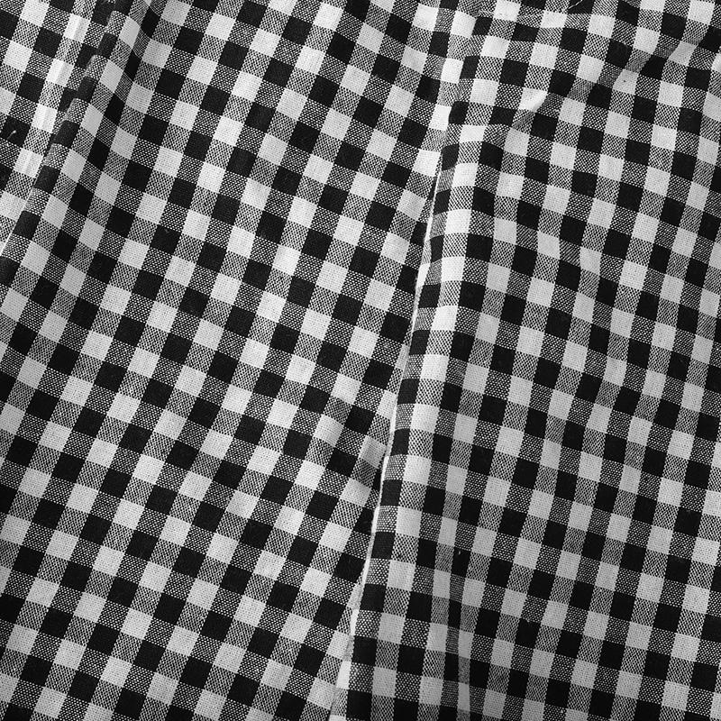 INCERUN Men Zipper  High Waist Plaid Print Casual Loose Straight Capri Pants