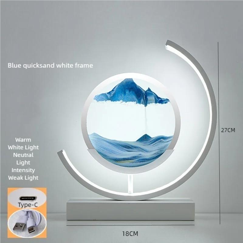 LED Moving Sand Art Table Lamp Quicksand Night Light 3D Sandscape Hourglass Bedside Lamps Flowing Sand Painting Home Decor Gifts