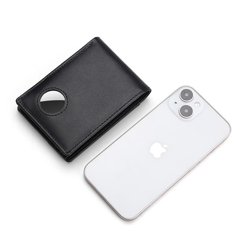 Anti-theft Brush Genuine Leather RFID Wallet Short Anti-magnetic Men's Top Layer Cowhide Airtag Tracker US Dollar Clip