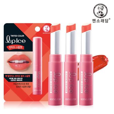 Mentholatum Lip Ice Getönte Farbe Scharlachrot 2g, 3 Stück, Getöntes Scharlachrot