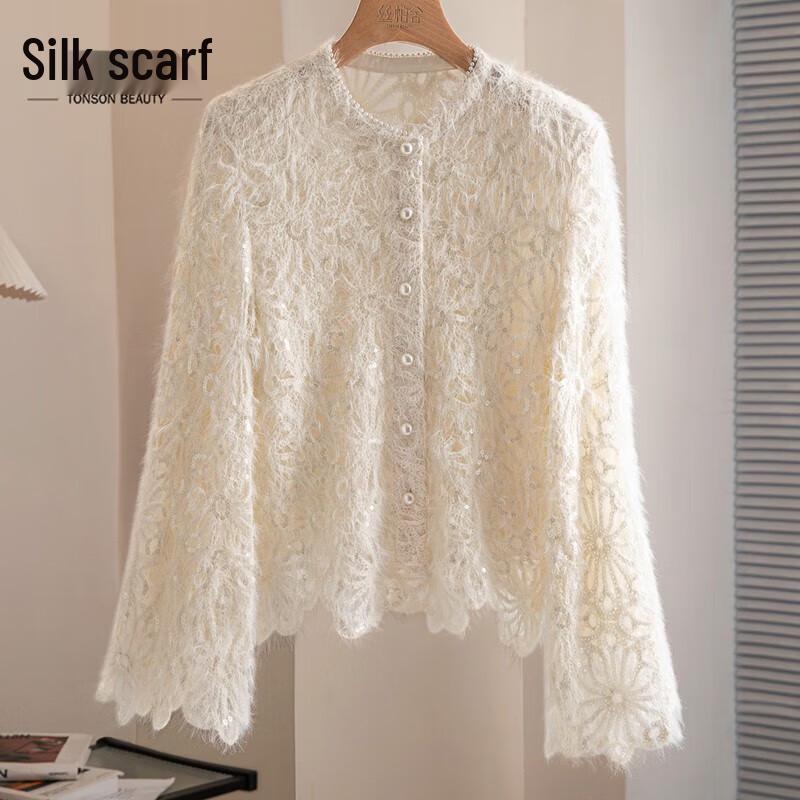 Women s Sequin Round Neck Blouse L