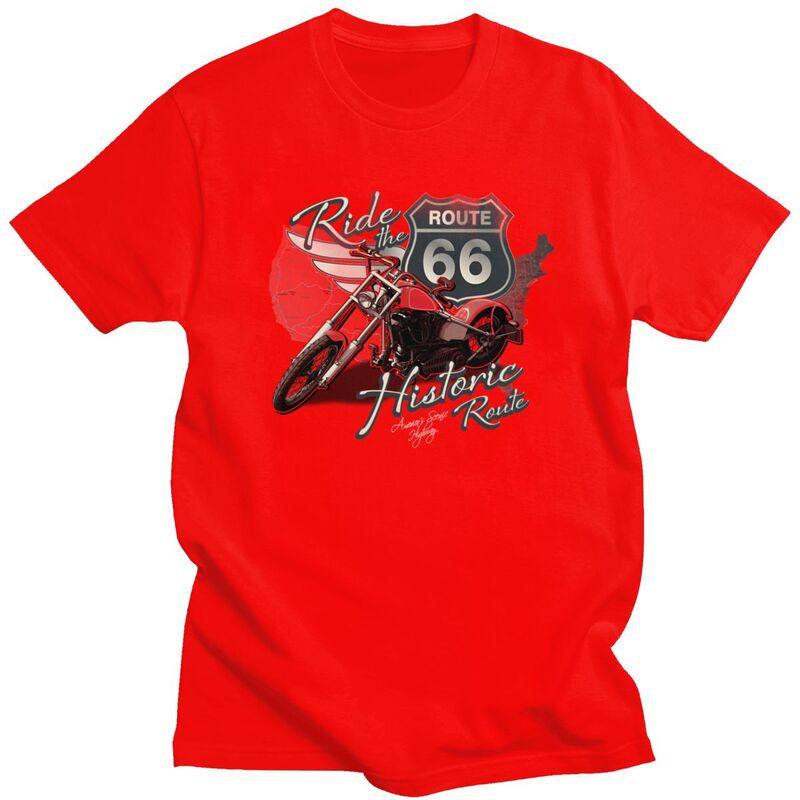 

Custom Route 66 Tshirts for Men Short Sleeve Casual T Shirt Fashion Americas Highway Tshirt Slim Fit Pure Cotton Tees Gift S