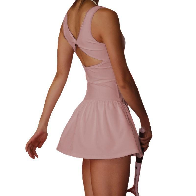 Womens Yoga Romper With Built-in Bra Pad Quick-Dry High-Stretch Fitness Dress Gym Tennis Pilates