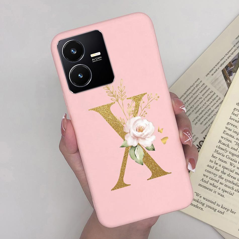Flower Letters Case For Vivo Y22 2022 Y22S Matte Silicon Soft TPU Back Phone Cover For VivoY22 Y 22 22S Case Funda Bumper Shell