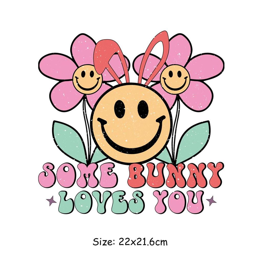 Happy Easter Designs Patch On Clothes Fashion Heat Press Appliqued Jeans Diy Accessory Sticker Stripes Patch Decals Bunny Wishes