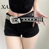Women Bling Belt Punk Rock Rhinestone Waist for Men Women, Adjustable Wide Rivets Jeans Pants, Clothes Accessory Party Night Club