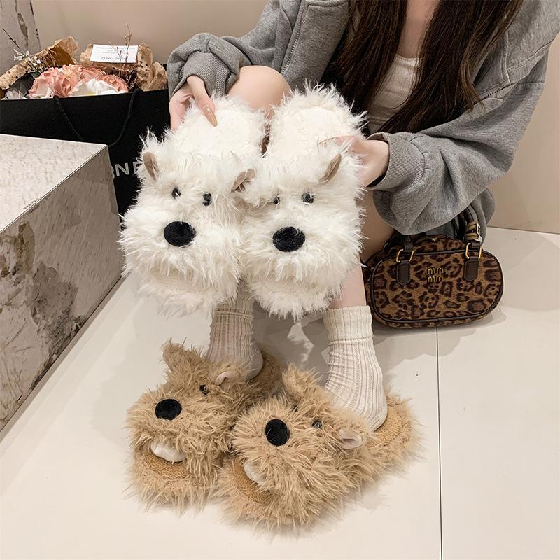 Women's Cute Cartoon Plush Slippers - Warm and Warm Countertop Cotton Winter Home Slippers Girls Sweet Thick Bottom Plush Casual Indoor Shoes