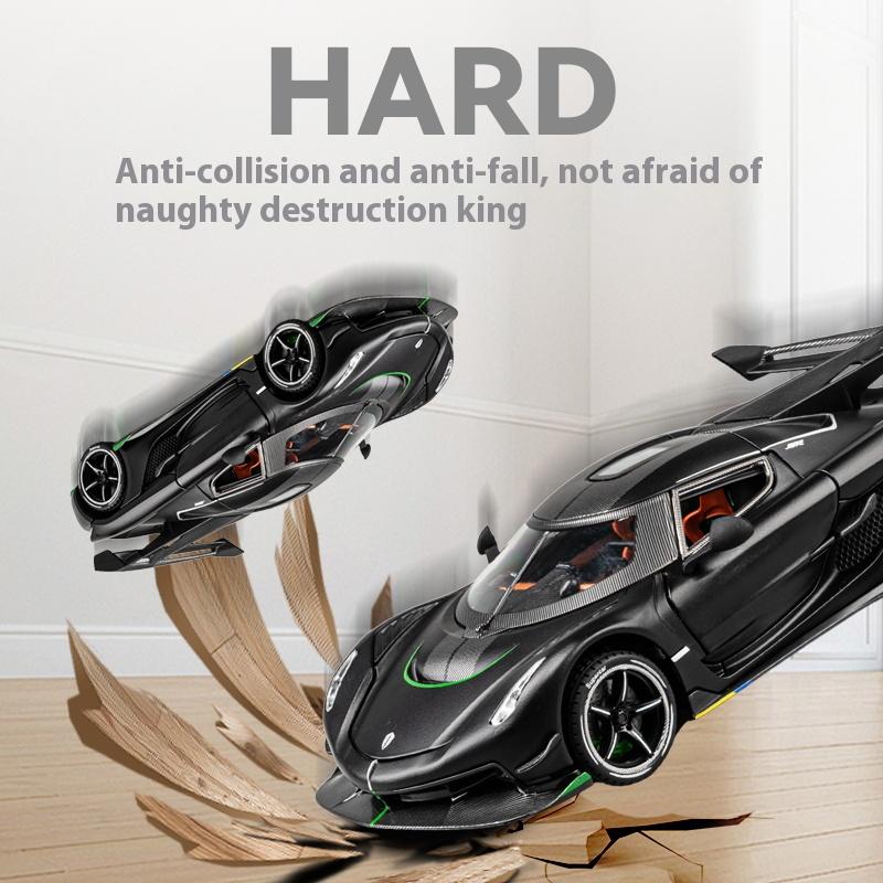 1:24 Cool Sports Car Alloy Model, Rotor Door, Simulated Sound and Light, Restored Details, Exquisite Desktop Ornaments