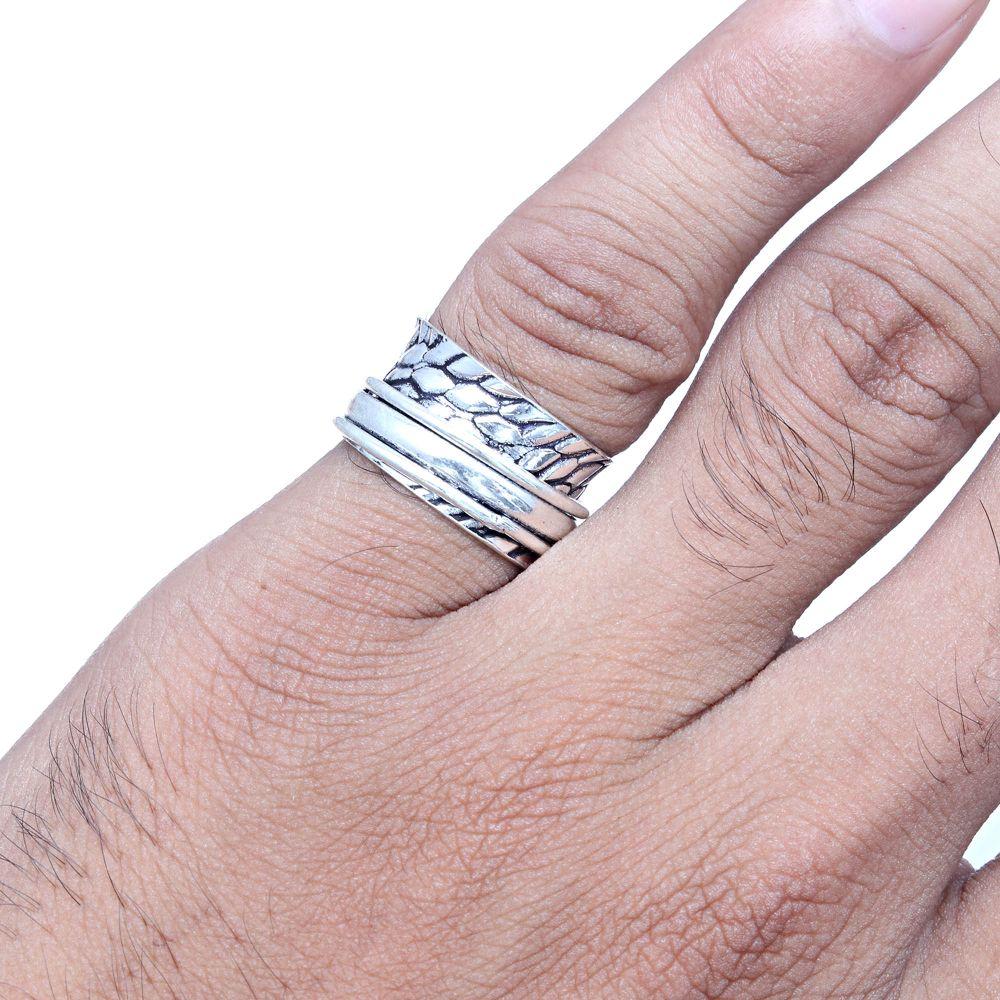 Silver Spinner Ring For Women Four Spinner Ring Fidget Silver Jewelry Ring"6.5"