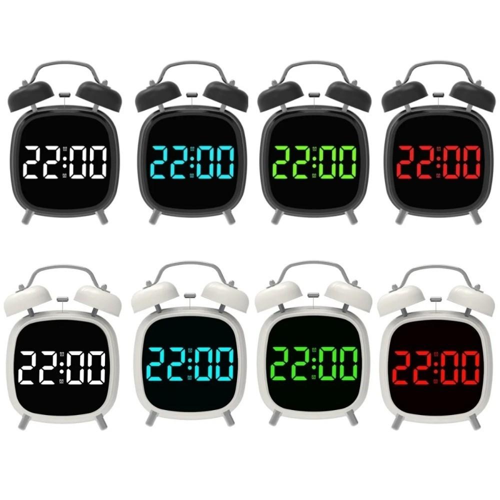 Voice Control Twin Bell Alarm Clock Temperature Displa Digital Alarm Clock  Indoor Use