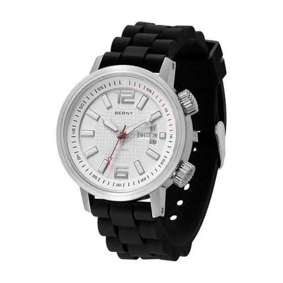 BERNY Watch Мужские часы Мужские часы Автоматические механические часы для дайвинга Мужские автоматические спортивные часы с силиконовым ремешком Водонепроницаемые 20ATM сапфировое стекло